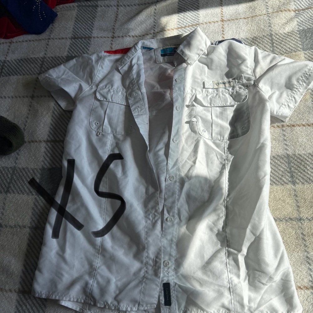 White Short Sleeve Button-Up Shirt